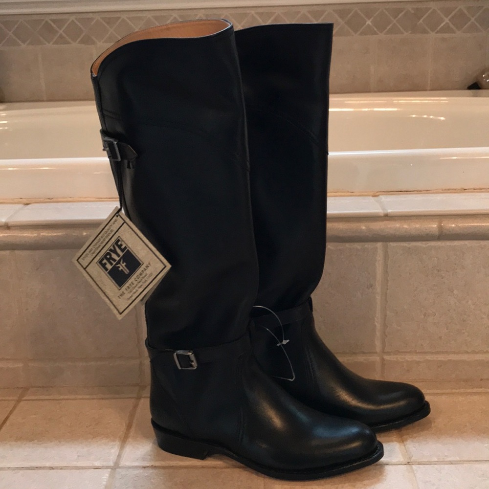 Frye Dorados Riding Boots NWT all Black Leather